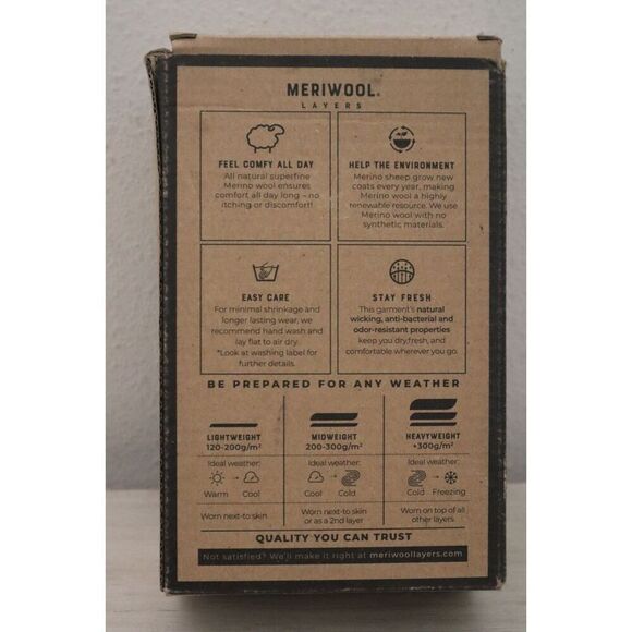 MERIWOOL Layers Men's Sz L Denim Blue L/S Crew Neck Midweight Base Layer Shirt - Picture 4 of 9